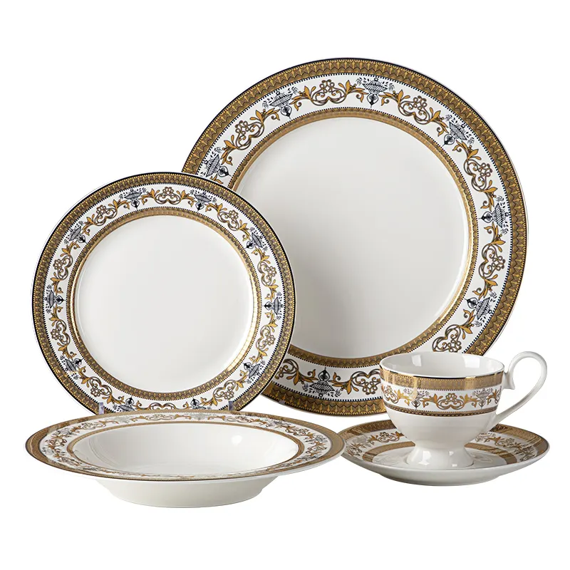 2019 neue Design Fabrik Niedrigen Preis Gelb Abendessen Sets Bone china, Vintage Knochen china <