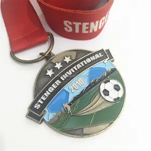 Металлические ремесла награды с покрытием футбольная медаль футбольная награда медаль