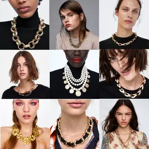 Kaimei 2019 ZA 珠宝复古珍珠项链声明项链为妇女金属链心长时尚吊坠定制项链
