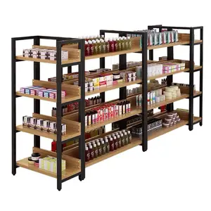 Dubbele kanten 40 haken houten panel metalen hanger tas schoen sok snack rack speelgoed rack mobiele telefoon accessoire display plank rack