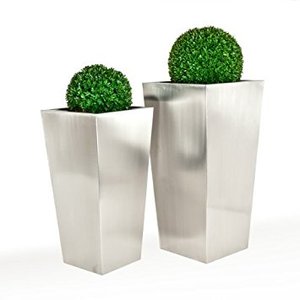 Vaso de planta de aço inoxidável, plantador interno e externo, para decoração de jardim, vaso quadrado, de aço inoxidável, grande