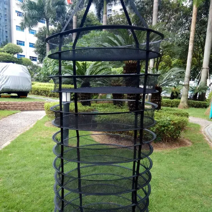 24" 6 Layer Hydroponic Collapsible Mesh Hanging Herb Net Drying Rack Detachable Dry Net On Hanging