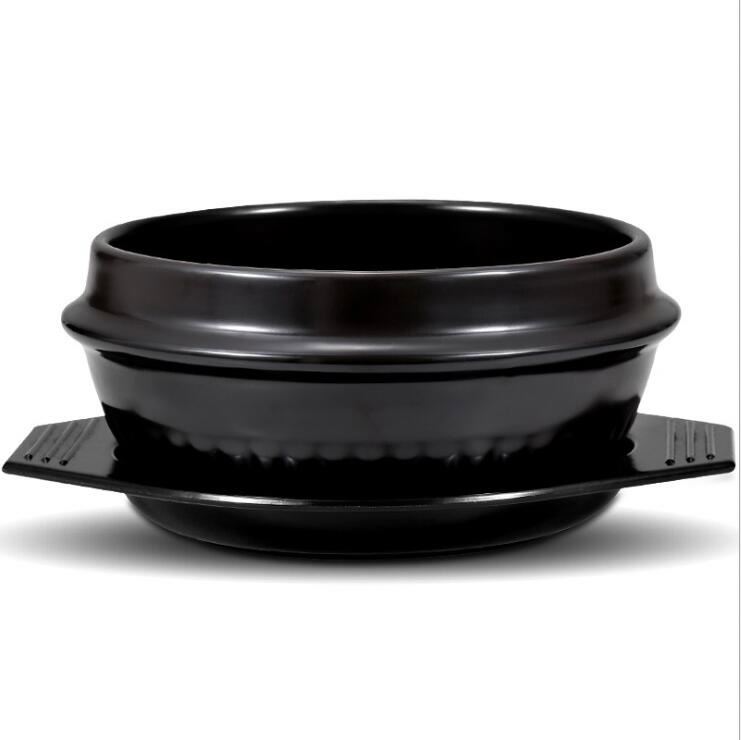 Прочная популярная черная керамическая миска Ddukbaegi dolsot bibimbap для корейской кухни, каменная миска, глиняный горшок с термостойким триптером