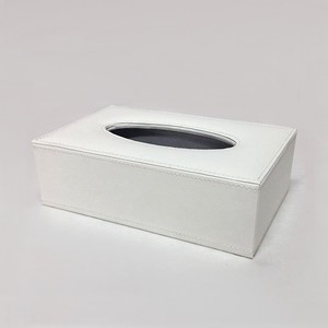 กล่องทิชชู่หนัง PU ทรงสี่เหลี่ยมผืนผ้าสีขาวหรูหรา - Product Image 1
