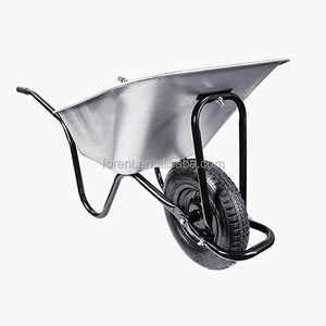 Carriola in Acciaio Zincato <span class=keywords><strong>FORENT</strong></span> WB6204-2 con Ruota Pneumatica Solida per Edilizia e Giardinaggio, Capacità 150kg, 85L - Product Image 1