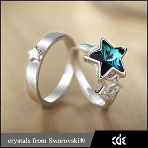 cristalli di bomboniere <span class=keywords><strong>swarovski</strong></span> <span class=keywords><strong>argento</strong></span> paio di anelli gioielli per il giorno di san valentino - Product Image 1