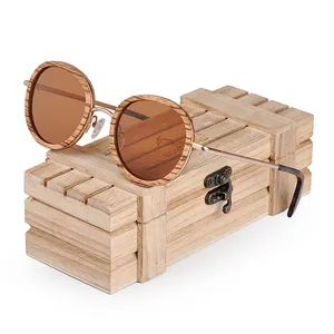 बोबो पक्षी धूप का चश्मा लकड़ी अर्द्ध rimless में लकड़ी के मामले थोक सस्ते