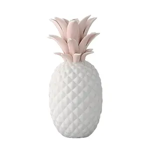 زينة سيراميك على شكل أناناس للمكتب باللونين الأبيض والوردي، ديكور منزلي - Product Image 1