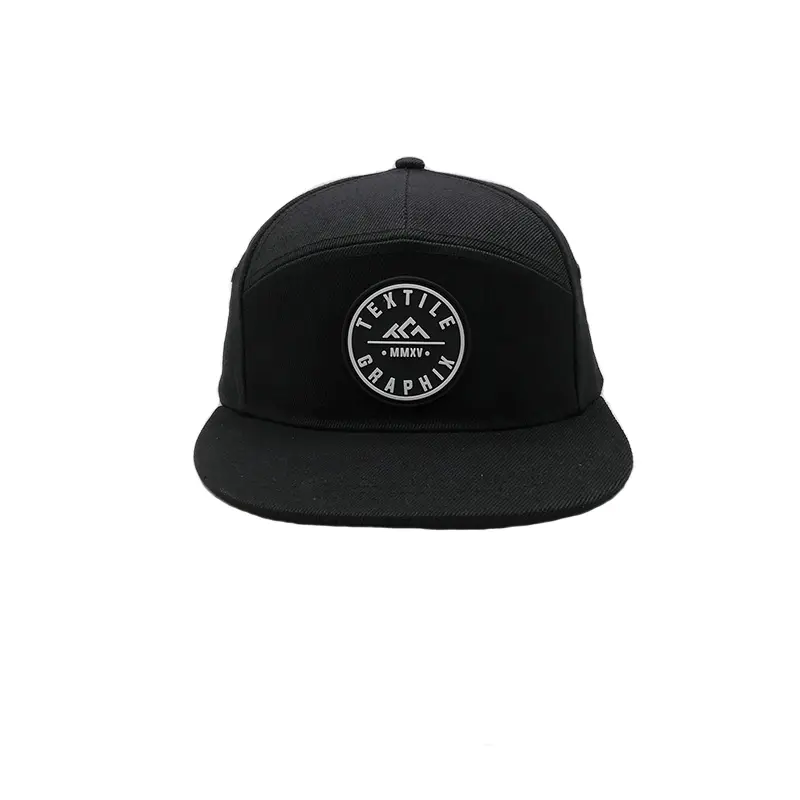 حار بيع فارغة قبعات القبعات قبعة Snapback مُخصصة مع لصقة مطاطية وشعار مخصص والعلامة التجارية