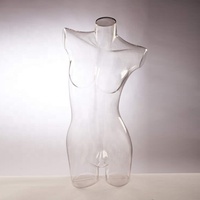 Mannequin de buste féminin transparent en plastique pour soutien-gorge, lingerie, vêtements de dessous, torse