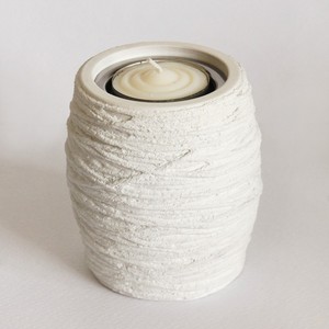 <b>Black</b> concrete cylinder yarn tealight <b>holder</b> - Product Image 3