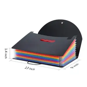 Expandable File Folder Rainbow Color A4 PP Plastic 5 6 8 12 13 24 Pockets Accordion Document Organizer Sorter Organiser Zip Bag Folder Expanding File