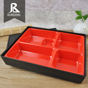 Wholesale dinner ware Durable compartment plastic melamine bento lunch box 4 division