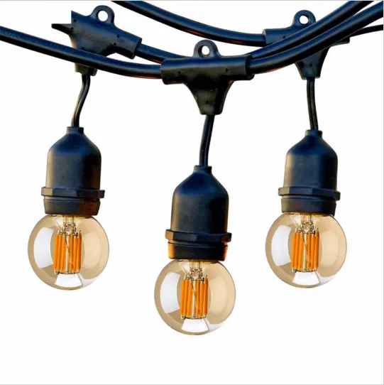 Outdoor String Lights, 10M LED Globe Filament Edison Weatherproof Vintage LED Bulbs Garden Holiday Lighting