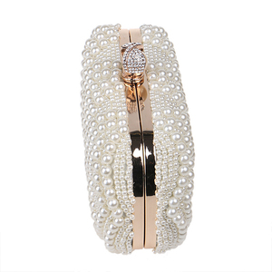 Elegant Chic Gionar Wholesaler Handmade <strong>White</strong> Pearl Crystal Beaded <strong>Evening</strong> Clutch Luxury <strong>Bag</strong> - Product Image 4