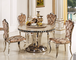 Mesa de comedor redonda de lujo moderna mesa de comedor superior de mármol conjunto con <span class=keywords><strong>Susan</strong></span> perezosa - Product Image 1