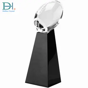 Custom Design K9 American Sports Crystal Football Trophy