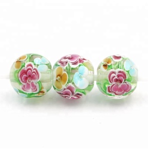 El yapımı 20mm çiçek Lampwork cam boncuk yuvarlak odak boncuk kadın takı ve zanaat yapımı için 5mm delik ile - Product Image 4