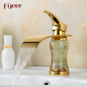 Nuovo Rubinetto da Bagno Fyeer alla Moda con Effetto Cascata, Rubinetto Dorato per Lavabo in Marmo - Product Image 3