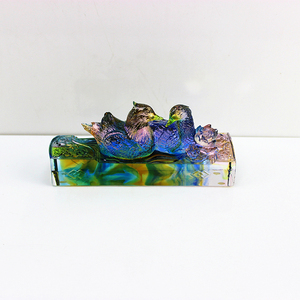 2019 de vidrio personalizado animal escultura arte decoración Pato Mandarín estatuilla - Product Image 1