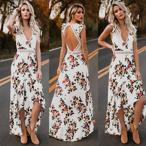Irregularity Womens <strong>Summer</strong> <strong>Boho</strong> <strong>Dresses</strong> Backless Maxi Floral <strong>Dress</strong> - Product Image 2