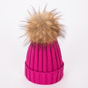 Giá Rẻ Giả Hoặc Bất Fur Pom Bóng Ấm Dệt Kim Mùa Đông Phụ Nữ Pompom Beanie Mũ - Product Image 5