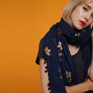 Bán buôn tua bóng súng đại bác tự thêu khăn bông hijab hồi giáo khăn choàng - Product Image 6