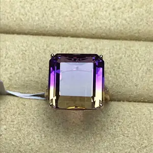 珠宝设计师意大利服装精品18k玫瑰金南非真钻石天然14.15ct Anello di Ametrine戒指珠宝