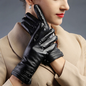 Gants en cuir véritable chauds thermiques de dame d'hiver <span class=keywords><strong>anti</strong></span>-<span class=keywords><strong>froid</strong></span> pour l'écran tactile - Product Image 4