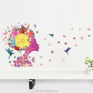 Pegatinas de <span class=keywords><strong>pared</strong></span> extraíbles de PVC para sala de estar y habitación de niños, pegatinas de flores para decoración, papel tapiz - Product Image 6