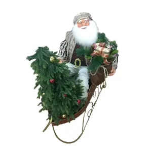Индивидуальная ткань в натуральный размер Рождественский Декор Рождество сидящий Санта Клаус на санях