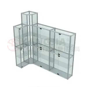 customized trade show lockable glass display cabinets for 3 years warranty