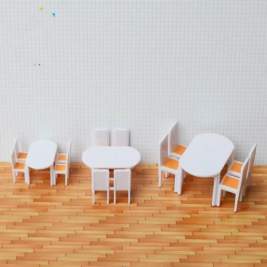 5 conjuntos de material de construção móveis interior quadrado mesa de jantar e cadeira 1/20-1/30 para design de arquitetura