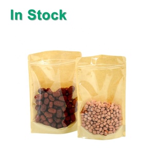 Rõ Ràng Phía Trước Brown Kraft Giấy Trở Lại Đứng Lên Đóng Lại Dây Kéo Khóa Bao Bì Thực Phẩm Lưu Trữ Doypack Túi Túi - Product Image 1