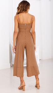 Clothes <strong>Woman</strong> Summer Striped Cotton <strong>Linen</strong> Two Pieces Set <strong>Top</strong> and Pants Jumpsuit Playsuit - Product Image 5