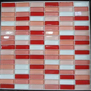Nuevo diseño blanco y rojo mosaico de vidrio salpicaduras de azulejos