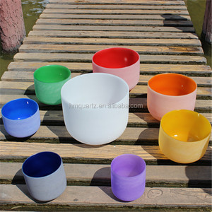 Ciotola di canto di cristallo colorato al quarzo HM con note musicali altri prodotti al quarzo fonoterapia cristallo canto ciotola - Product Image 1