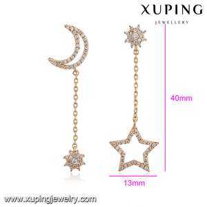 93502 Custom Jewelry Wholesale 18k Gold <strong>Moon</strong> <strong>Star</strong> Long <strong>Earrings</strong> - Product Image 2