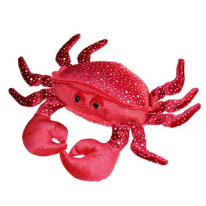 毛绒海洋动物螃蟹玩具印刷斑点红蟹毛绒毛绒玩具