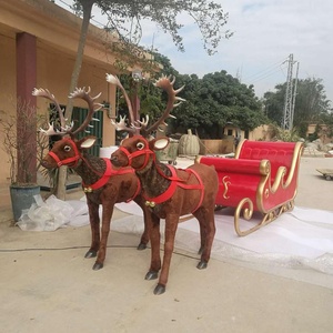 Traîneau de Noël en fibre de verre grandeur nature <span class=keywords><strong>avec</strong></span> <span class=keywords><strong>rennes</strong></span> dynamiques pour l'extérieur, à vendre - Product Image 2