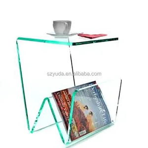 Glas Groen Aangepaste W Vormige Clear Acryl Tafel Met Brochure Folder Document Tijdschrift Houder