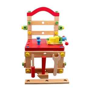 Neue Diy Bausteine Bambus Holz Umweltschutz Kinder Farbe Handarbeit Holzwerk zeuge Stuhl Spielzeug für Kinder