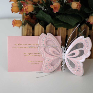 Bán Hot Pink Die Cut Làm Cho Hình Dạng Bướm Vận Chuyển CuộN Lời Mời Đám Cưới - Product Image 3