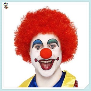 Perruques <span class=keywords><strong>Afro</strong></span> synthétiques courtes bouclées de couleur rouge bon marché pour les Fans de football de fête de fou HPC-0029 - Product Image 3