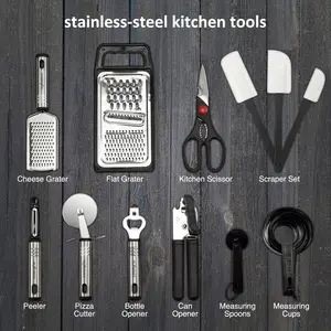 En çok satan mutfak gadgets için hediye 38 parça komple yapışmaz pişirme araçları paslanmaz çelik ve naylon mutfak eşyaları seti