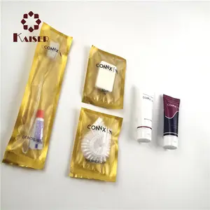 Golden Zakje Verpakking Hotel Amenitiest/Shampoo, Bad Gel/Zeep/Tandheelkundige Kit/Zeep