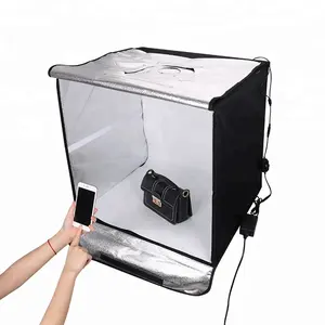 24inch 60cm Tragbare Foto Beleuchtung Studio Schießen Zelt Kit Fotografie Box mit LED-Licht und 3 Farbe Kulissen