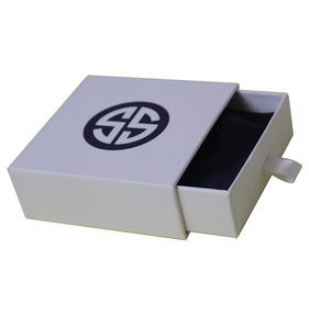 Boîte <span class=keywords><strong>blanche</strong></span> noir à chaud en argent logo emballage boîte à bijoux boîtes en carton de papier ruban sortir - Product Image 2