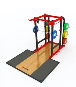 Prateleira de ginásio fitness cruzada, rack completo de agachamento com plataforma de pesagem