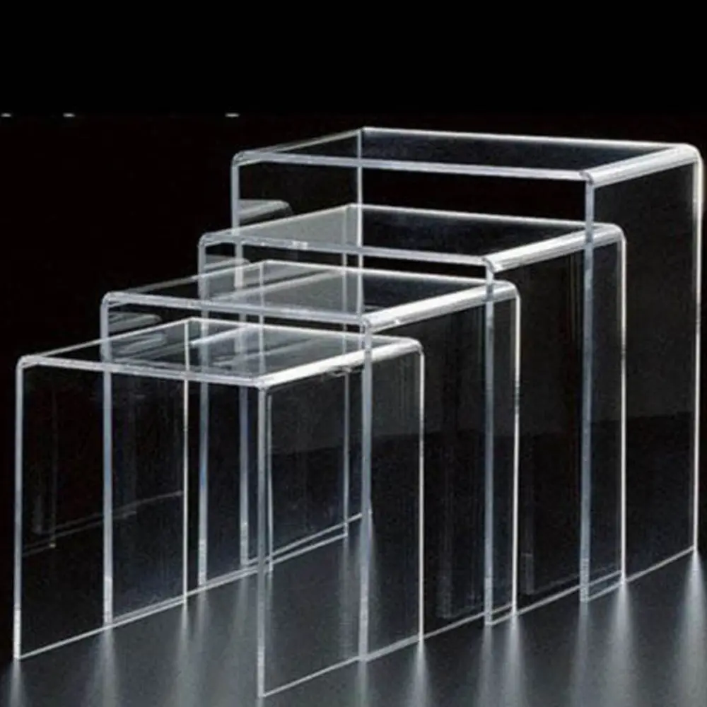 Diseño moderno del vidrio doblado mesa de café, Lucite anidación mesa, Plexiglás mesa auxiliar mesa final conjuntos